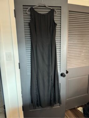 Black Beaded Sleeveless Formal Gown